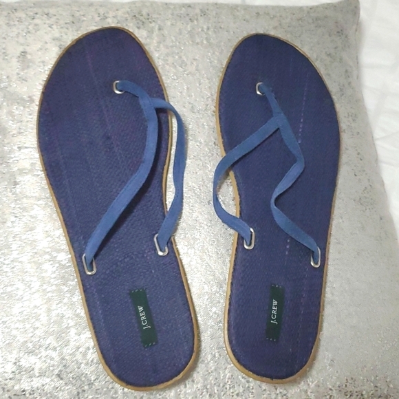 J.Crew Rainbow flip flops blue sandals size 12 - Picture 1 of 4